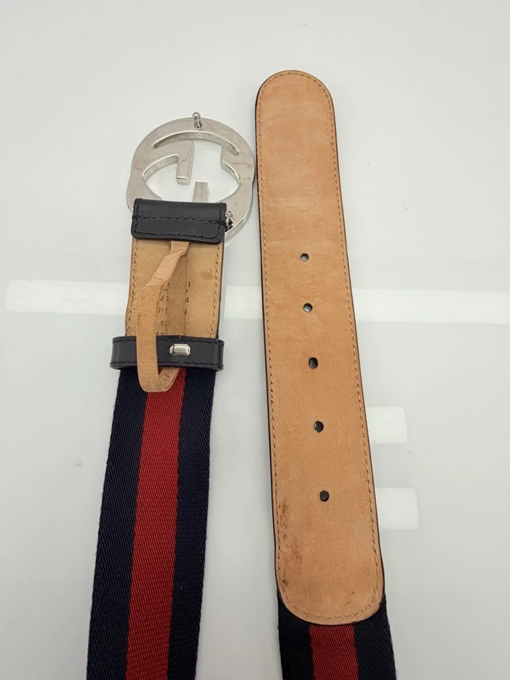 Gucci Web GG Interlocking Bicolor Belt Red Blue 411924 95/38